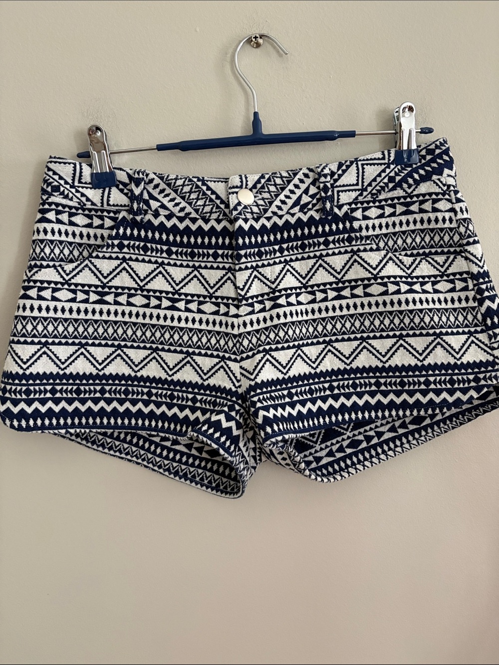 Jack by BB Dakota Navy and White Aztec Print Jean Shorts